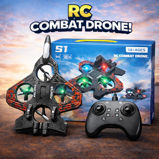RC Combat Drone Fighter – LED Battle Drone with Remote Control | 360° Stunts & Easy Flying