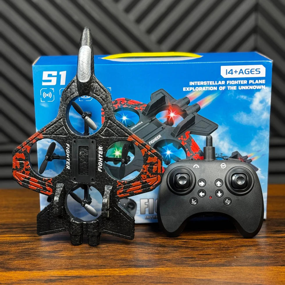 RC Combat Drone Fighter – LED Battle Drone with Remote Control | 360° Stunts & Easy Flying